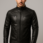 Chaqueta cuero clásica hombre